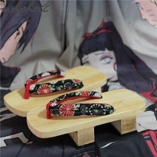 WHOHOLL Clogs For Women Two-teeth Platform Slippers Flip Flops Japanese Wood Geta Animation Cosplay Shoes Summer Slippers