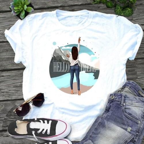 Women 90s Style Travel Holiday New Graphic Cartoon Print Mujer Camisetas Kawaii Female Clothes Tops Tees Tshirt T-Shirt