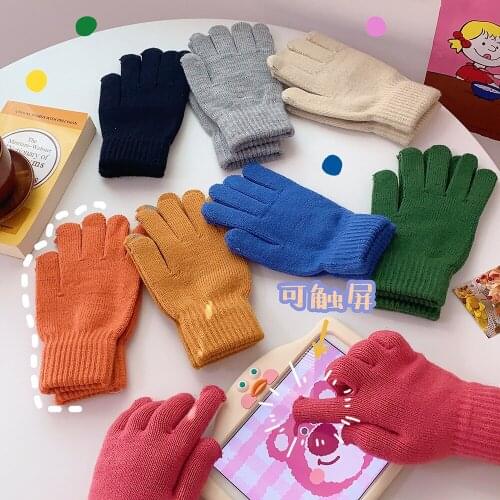 1Pair Winter Warm Thickening Wool Gloves Solid Color Knitted Thick Gloves Mittens Women Couple Driving Ski Windproof Warm Gloves