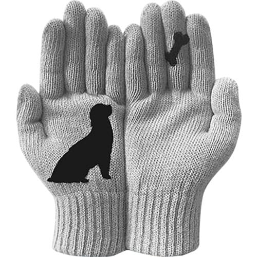 2021 Winter Keep Warm Cold Cashmere Gloves Ladies Thick Woolen Gloves Autumn Winter Outdoor Warm Dog Bones Printing Gloves