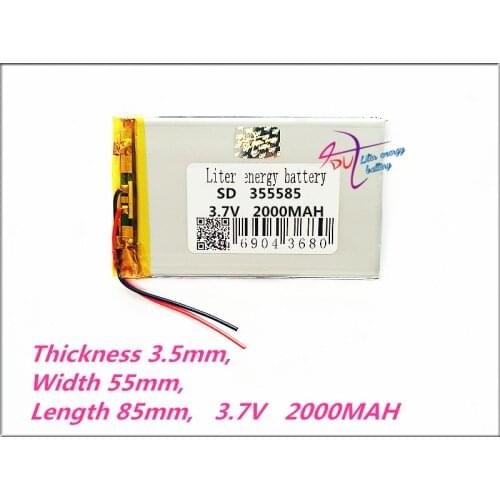 355585 3.7V 2000MAH Polymer rechargeable batteries E-book 313586 MP3 MP4 MP5 power bank DVD DVR GPS PDA 305585