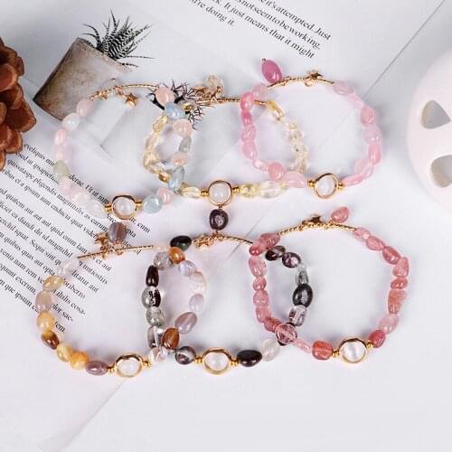 Irregular Stone Bracelet Colorful Glass Crystal Green Ghost Handmade Beaded Bracelet Single Circle Beaded Women Jewelry Gifts