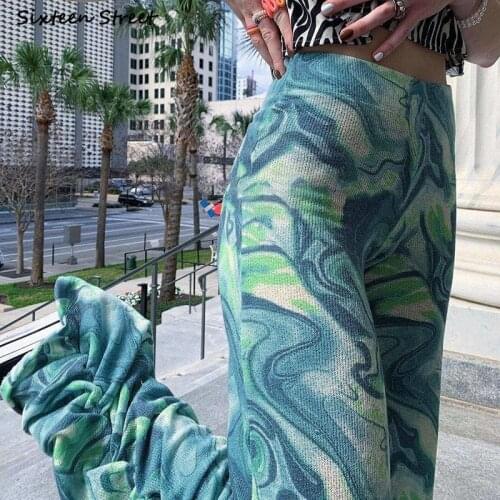 Colorful Straight Pants Woman Streetwear Loose Tie-dyed Y2k Pants Woman Bottom Summer Green Vintage Baggy Pants Female Trousers