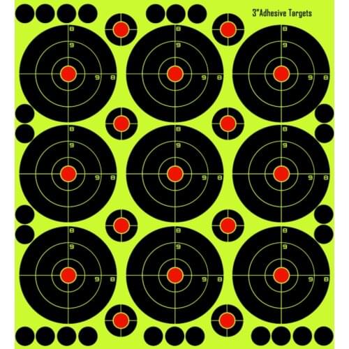 Splatter Splash & Reactive(Color Impact) Shooting Sticker Targets(Bulls Eye) 3" Self-Adhesive-10 Page(90 Pcs)/Pack
