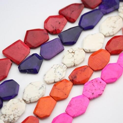 5 Color Choice,Turquoises Howlite Facted Nugget Loose Bead,Natural Magnesite Freeform Slice Beads Jewelry Making DIY XJ-26