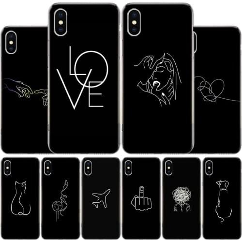 Hot Abstract Line Face Art Dark Cover Phone Case For Apple iphone 11 12 Pro XR X XS Max 7 8 6 6S Plus + 7G 6G 5 SE 2020 Coque Po