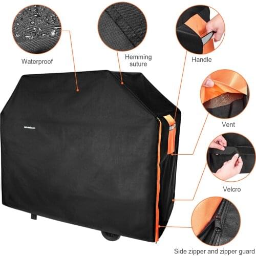 Waterproof BBQ Grill Cover 300D Heavy Duty Black Outdoor Garden Dust Rain Protective Barbeque Cover Grill BBQ Accessories