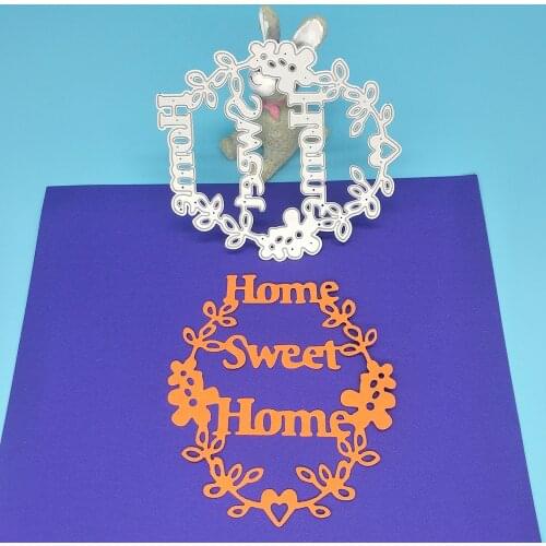 Flower basket lace metal cutting mold with Home Sweet phrase Scrapbook photo album decoration DIY handmade art