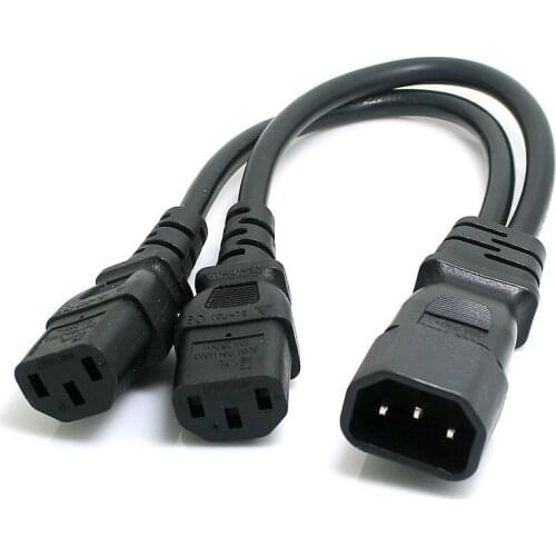 CYSM CY Single C14 to Dual 5-15R Short Power Y Type Splitter Adapter Cable Cord