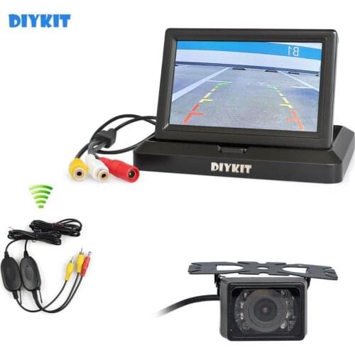 DIYKIT Wireless 5" Rear View Monitor Car Monitor Waterproof IR Night Vision Rear View Car Camera Parking System Kit
