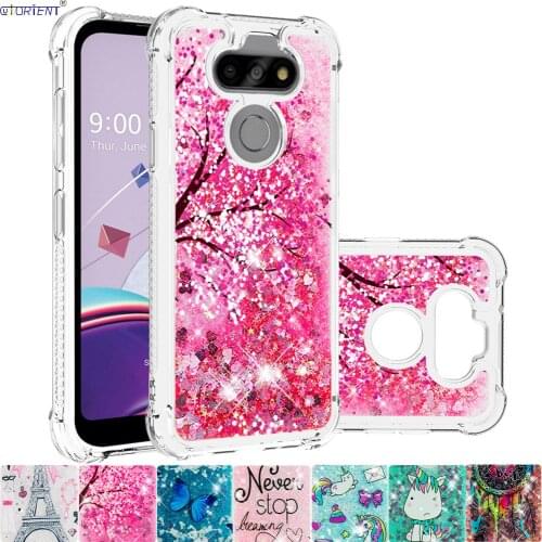 For LG Phoenix 5 Risio 4 Fortune 3 Aristo 5 Glitter Flow Quicksand Liquid Cover K31 K8X Tribute Monarch Cute Silicone Phone Case