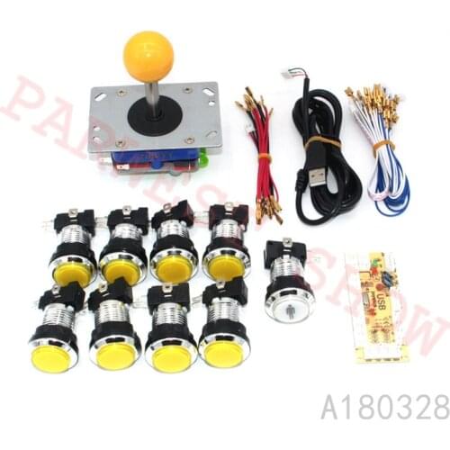Zippyy joystick with 32mm Chrome Silver LED Push Buttons with Zero delay USB Encoder for 1player Arcade Joystick kit parts
