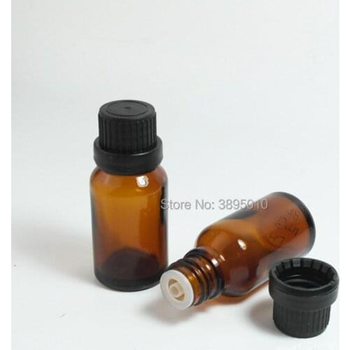 15ML Amber Glass bottle with Black cap Empty Essential Oil container 15CC small Sample Vial F524