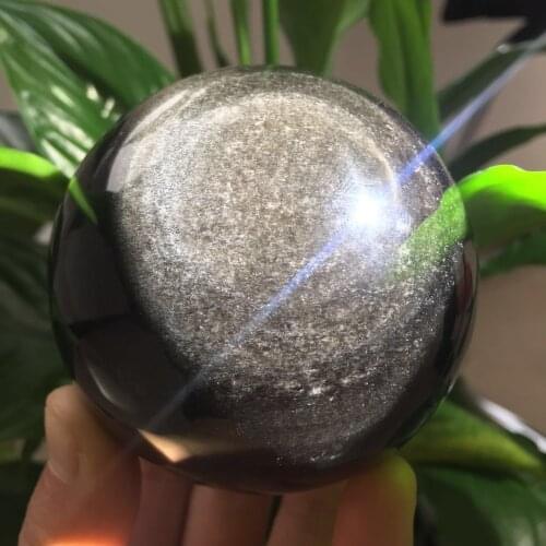 Beautiful natural silver obsidian crystal Sphere Natural crystal chakra sphere Reiki healing