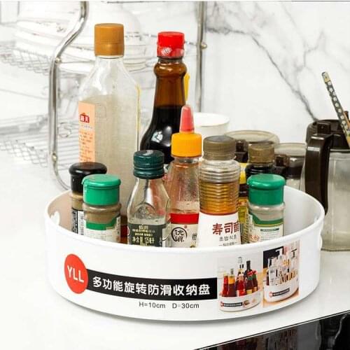 Rotating Tray Kitchen Storage Containers for Spice jar Food Snack Tray Bathroom Tray Non Slip Snack Dried Storage Plate OK 1199