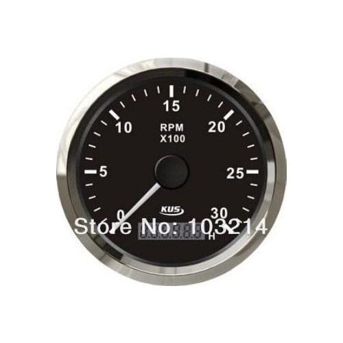 KUS 85mm 3-3/8" black stainless steel bezel tachometer 0-3000RPM
