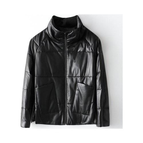 2020 Women Fashion Genuine Real Sheep Leather Coat H69