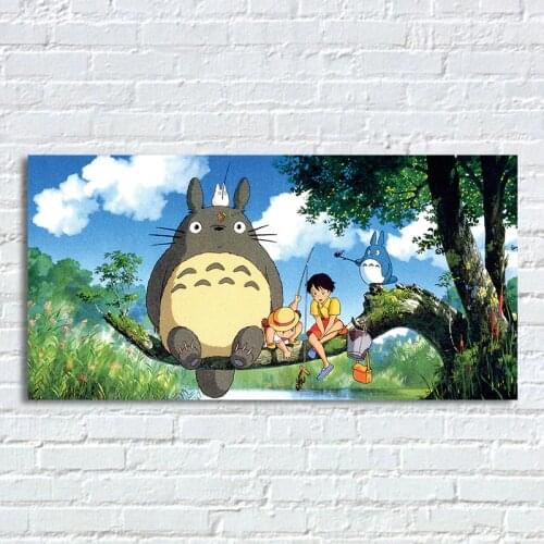 My Neighbor Totoro Wall Poster Hayao Miyazaki Anime Movie Posters Prints Cartoon Silk Canvas Art Pictures Kids Baby Room Decor