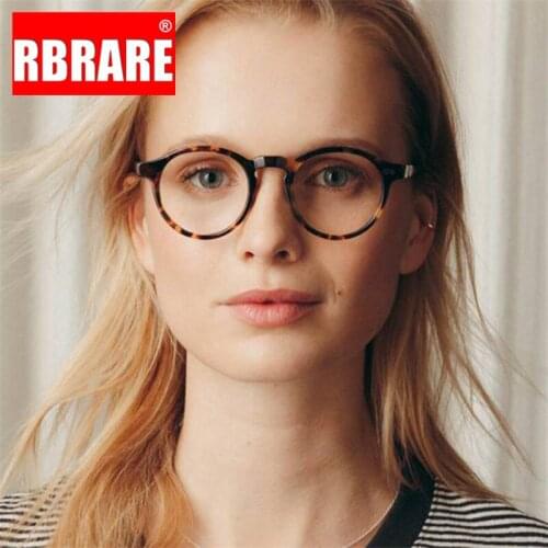 RBRARE 2021 Retro Round Glasses Frame Computer Plastic Frame Reading Glasses Women/Men Anti-blue Light Prescription Eyeglasses