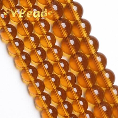 Natural Brown Glass Beads Clear Brown Glass 4 6 8 10 12mm Round Loose Spacer Charm Beads For Jewelry Making DIY Women Bracelets