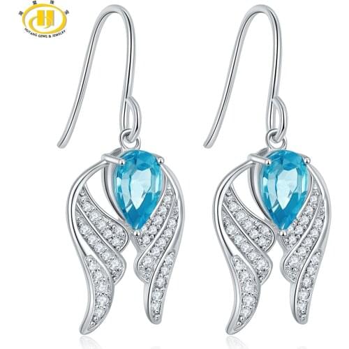 Hutang 925 Sterling Silver Drop Earrings 2.84 Carats Natural Garnet & Cubic Zirconia Earrings Fashion Style Fine Jewelry