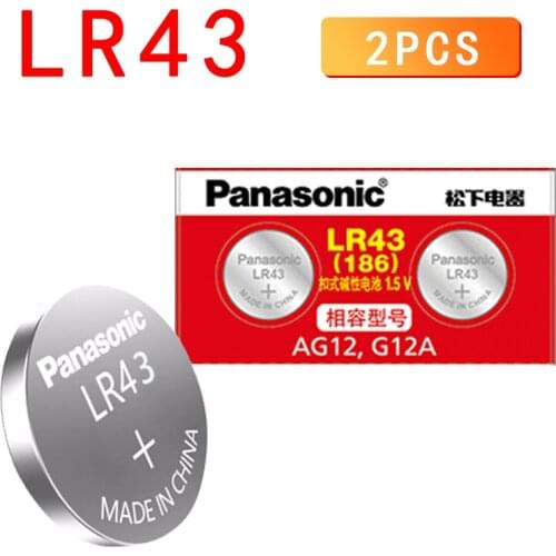 2pcs Panasonic 186 1.5V 0%Hg Alkaline batteries AG12 LR43 G12A 186 for Watches Toys calculator Remote control electronic scale