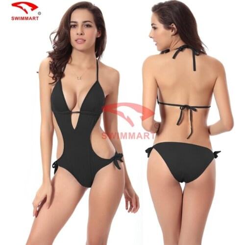 SWIMMART 2017 1 Piece Swimsuit Deep V Bikini Set Sexy Beachwear Plus Size Swimwear Women Bikinis Slim Bathing Suit