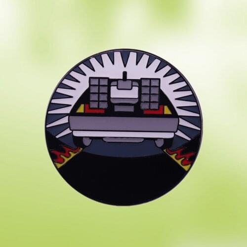 DeLorean time machine Robert Zemeckis movie Marty McFly DOC Brown enamel pin brooch