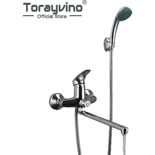 Torayvino RU Stock Bathroom shower set Mixer long nose outlet stainless steel brass shower faucet Shower Tap Set Shower Set