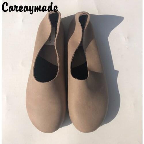 Careaymade-Head layer cowhide pure handmade shoes,the retro art mori girl shoes,Womens casual shoes Flats shoes,4 colors