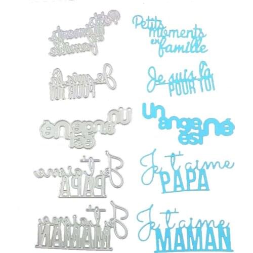 WYSE Metal Cutting Dies French Word Dies Love Papa Maman Angel Letter Dies Scrapbooking for DIY Paper Card Craft Template