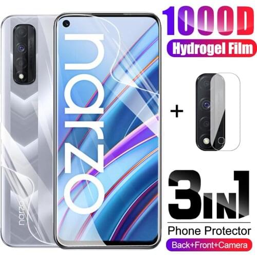 3in1 Front Back Hydrogel Film For Realme Narzo 30 Screen Protector For Oppo Realme Narzo 30 4G RMX2156 Camera Lens Protect Film