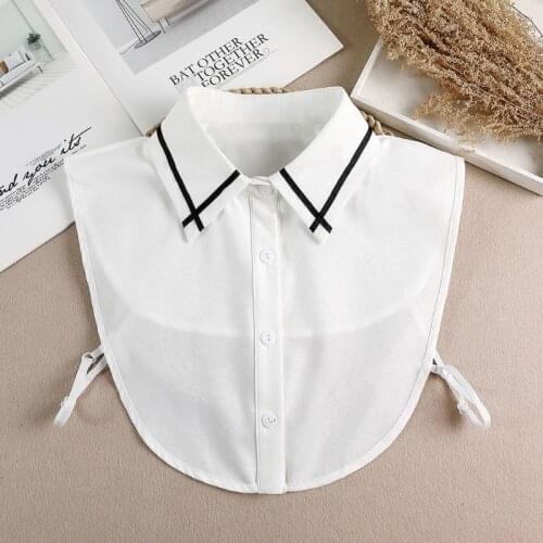 2021 Women Chiffon Fake Collar Blouse Cloud Shoulder Doll Collar Detachable Shirt Collar Blouse Top Women Clothes