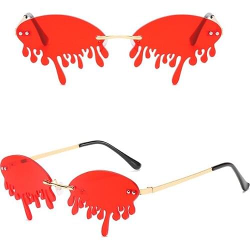 2021 Rimless Sunglasses Women fashion Vintage Unique Tears Shape Steampunk Sunglasses Female Gafas Shades UV400 Oculos Feminino