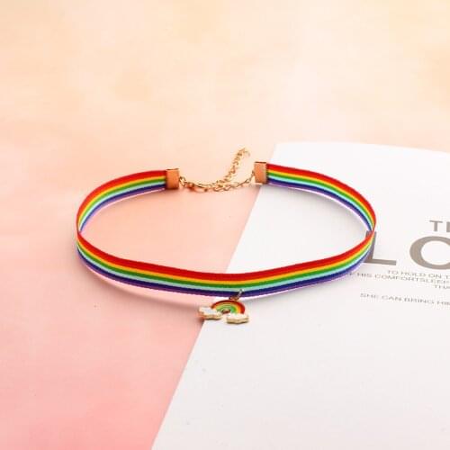 1 PC New Fashion Polyester Rainbow Choker Necklace For Women Jewelry Multicolor 30cm(11 6/8") long