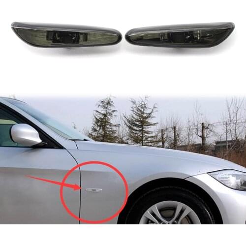 2x Smoke Gray Auto Side Marker Light Turn Signal Lamp Shell Cover For BMW E46 3 Series 4-Door Sedan Wagon 2002 2003 2004 2005