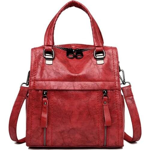 High Quality Pu Leather Backpack 3 in 1 Women Backpack 2021 New Shoulder Bags Large Capacity School Bags for Teenage Girls Sac