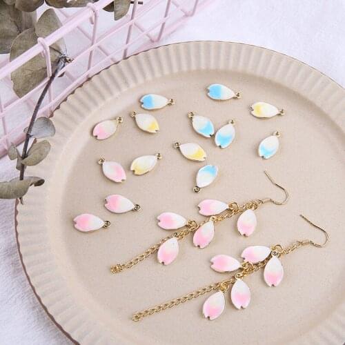 50pcs/lot color petal shape handmade alloy drop oil charms diy jewelry earrings/bracelet accessory