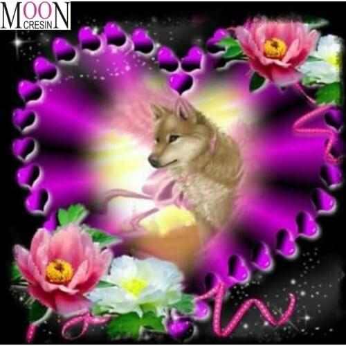 5D Diy Diamond Painting Wolf Flower Full Square Round Drill Embroidery Cross Stitch Rhinestone Mosaic Needlework Home Decoration