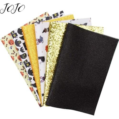 JOJO BOWS 22*30cm 6pcs Faux Synthetic Leather Glitter Fabric sheets Home Party Decoration DIY Hair Bows Handmade Crafts Supplies