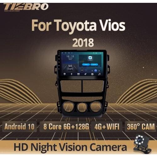 TIEBRO 2 Din Android 10.0 Car Radio For Toyota Vios Yaris 2018 Car Multimedia Player GPS Navigation Carplay DSP NO 2Din DVD