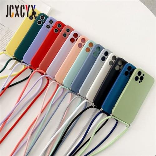 Crossbody Necklace strap Lanyard Cord Liquid Silicone Phone case for iphone 12 Pro Max 11 Pro Max 13 X XR XS 7 8 plus Soft cover
