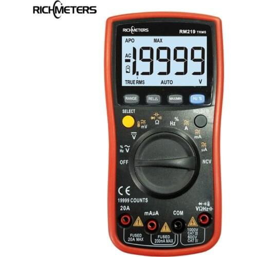 RM219 NCV LCD Digital Multimeter 19999 counts Auto Ranging AC/DC voltage meter Ammeter Current Ohm Auto Power off