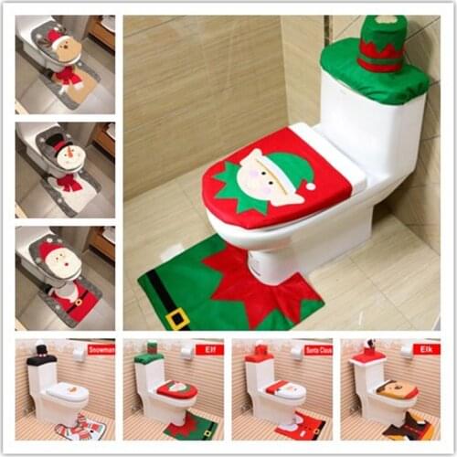 Hot New Single-piece Santa Clause Pattern Toilet Seat Cover Home Christmas Overcoat Toilet Case Bathroom Decorative Products