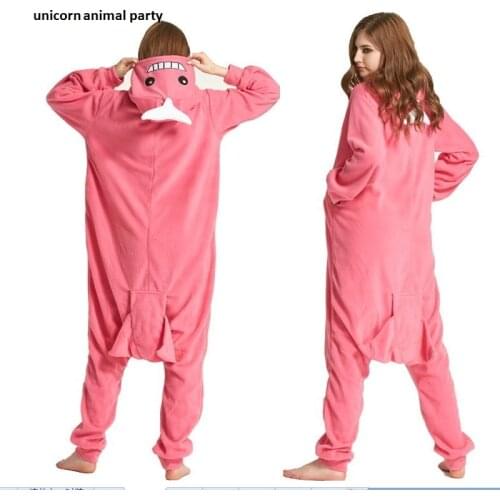 Kigurumi Onesies Pink whale man Women Pajamas Adult Costume Animal Sleepwear Jumpsuit Cartoon Sleepsuit Cosplay party