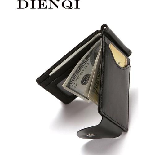 DIENQI High Quality Leather Trifold Men Wallet Money Bag Ultra Thin Slim Wallet Billfold Male Minimalistic Walllet Vallet Hasp