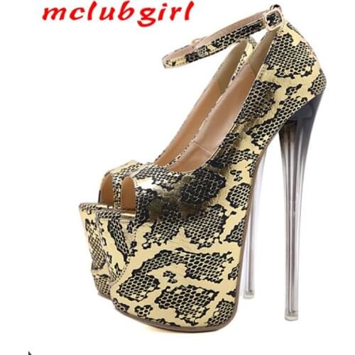 MCLUBGIRL Womens Shoes Summer Sexy Nightclub Super High Heel Womens Shoes Fish Mouth Shallow Mouth Large Size Sandals ZL