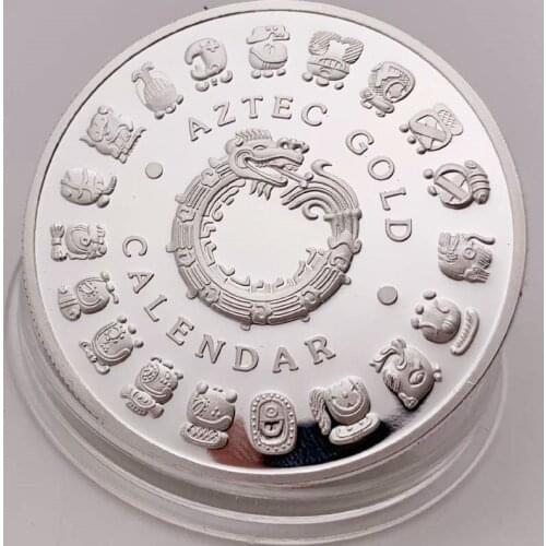 Mexican Maya Aztec Calendar Prophecy Culture Silver Plated Replica Commemorative Coin Collectibles Gifts