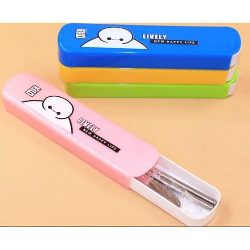 MIX Eco-friendly Cartoon Student Children Chopsticks Spoon Cutlery Set