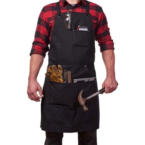 Multifunction Garden Tools Pouch Carpenter Worker Apron with Tool Pockets Canvas Durable Work Tool Apron Cross-Back Straps